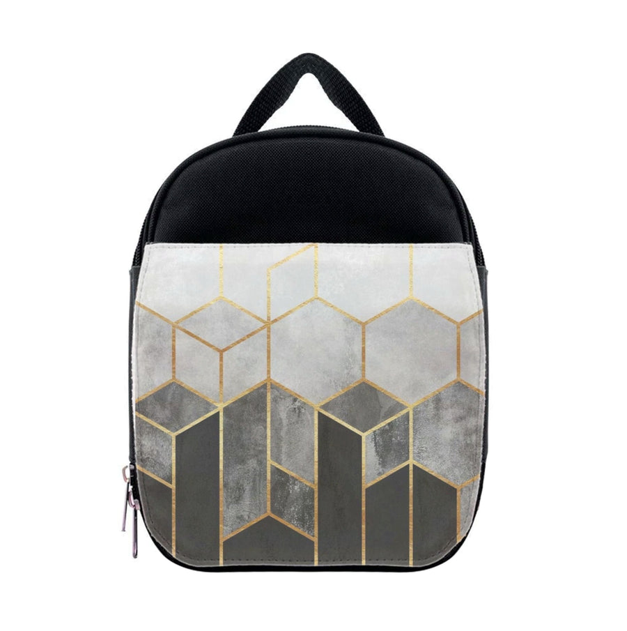 Black White & Gold Honeycomb Pattern Lunchbox