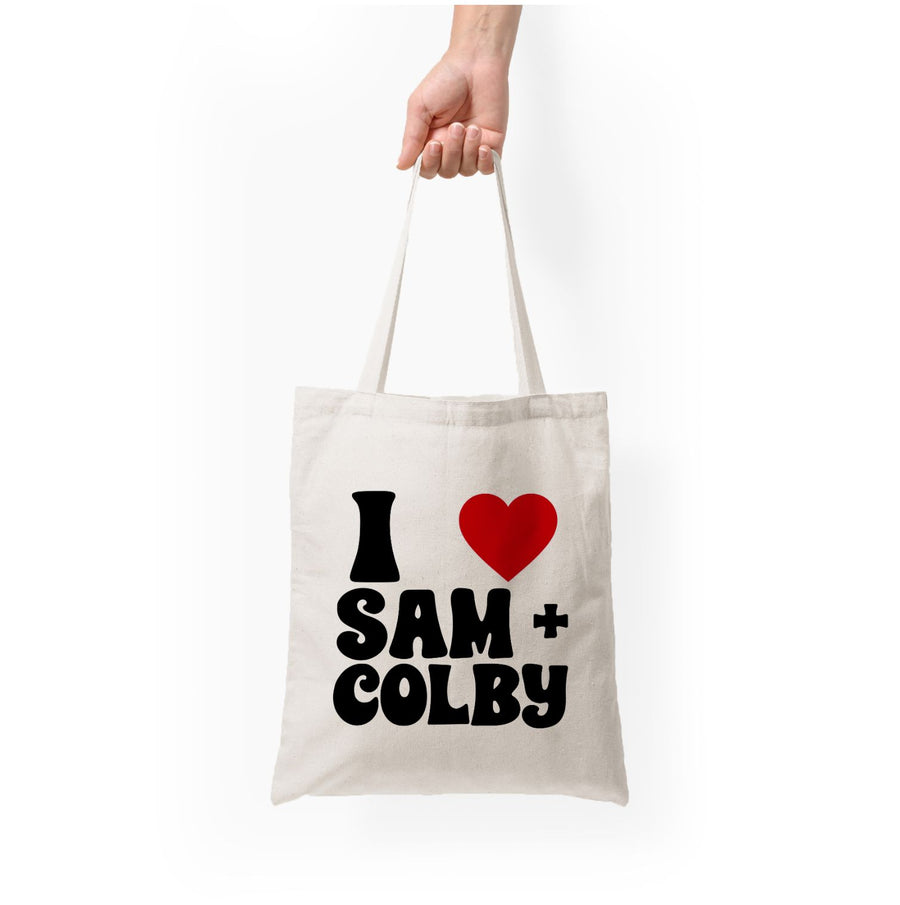 I Love Sam And Colby Tote Bag