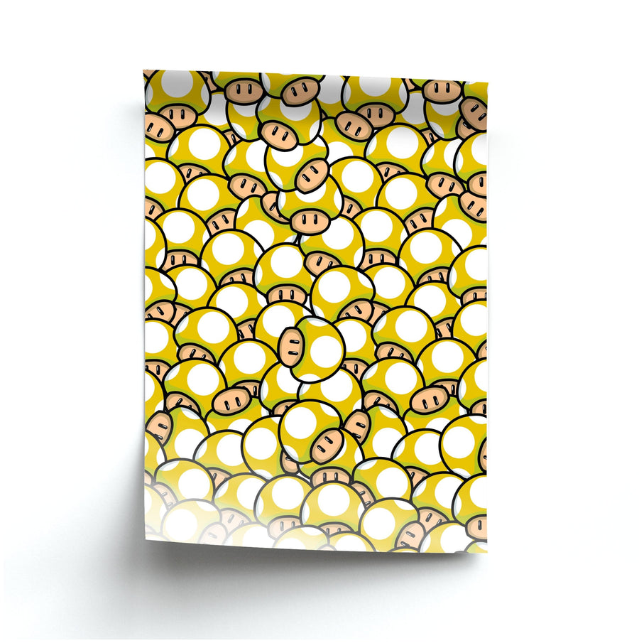 Mushroom Pattern - Yellow Poster