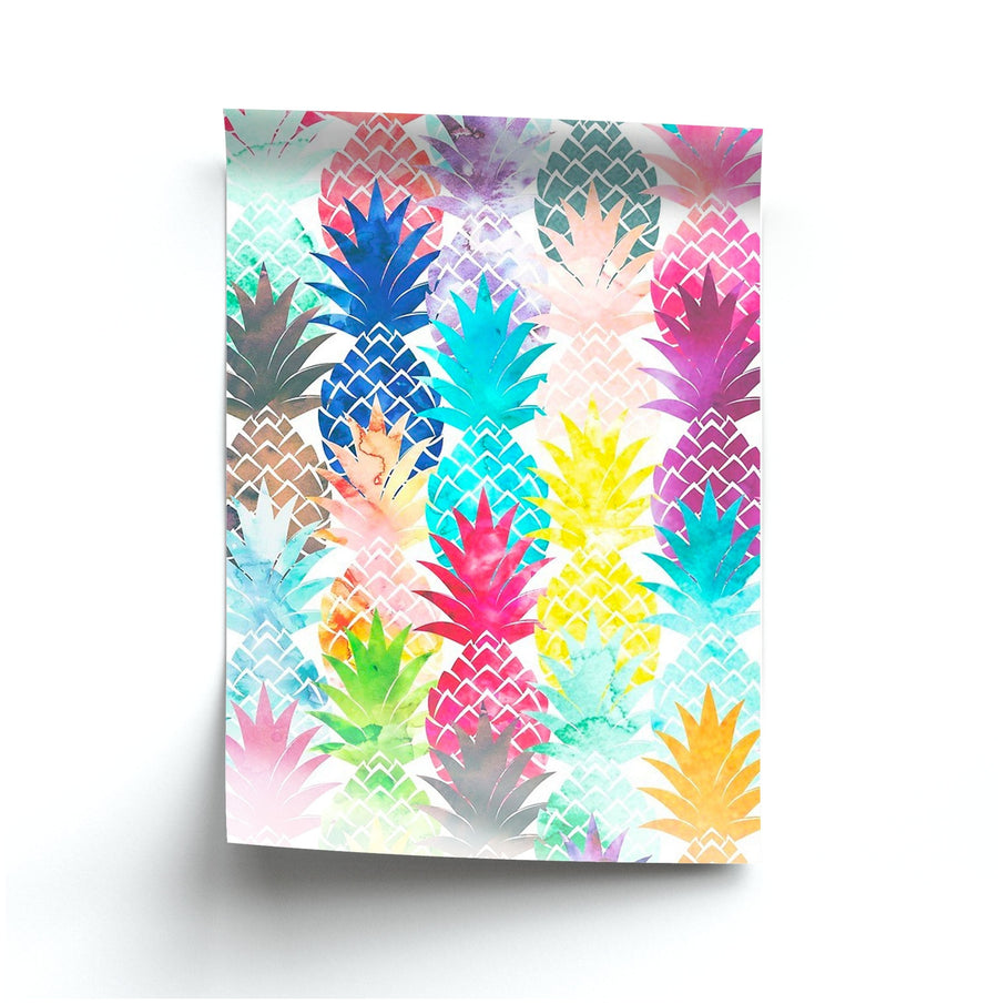 Watercolour Pineapple Pattern Poster