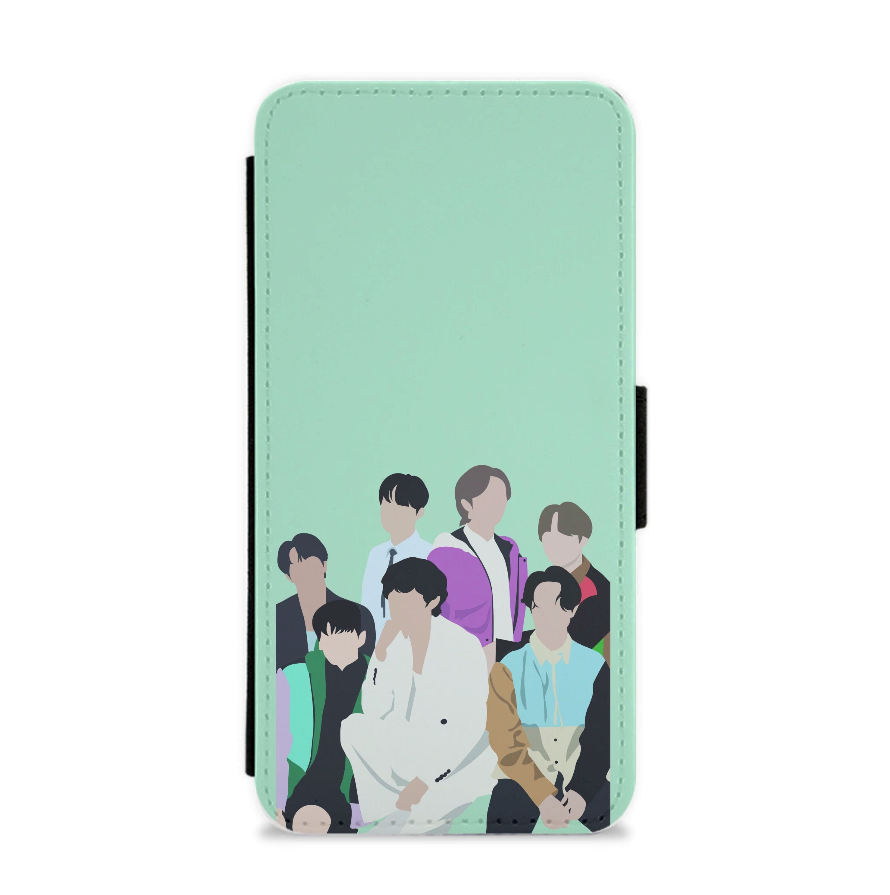 Blue K-Pop Band Members Flip / Wallet Phone Case