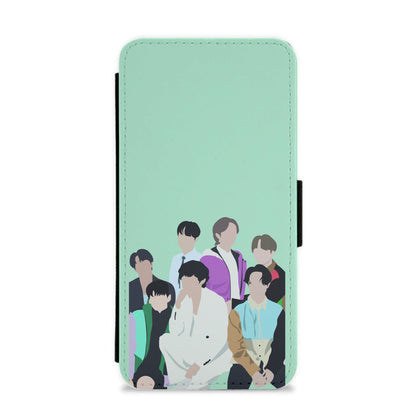 Blue K-Pop Band Members Flip / Wallet Phone Case