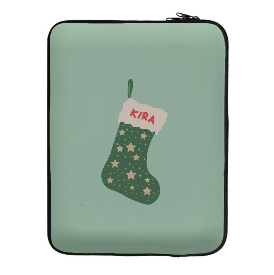 Green Stocking - Personalised Christmas  Laptop Sleeve