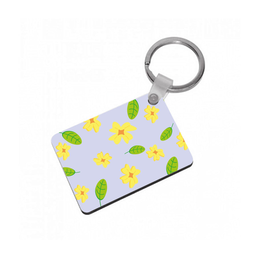 Yellow And Green Pattern - Floral Keyring
