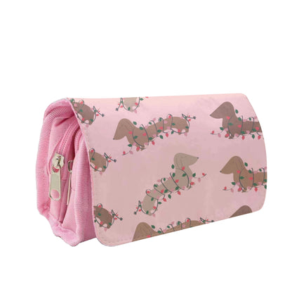 Dachshund Christmas Pattern Pencil Case