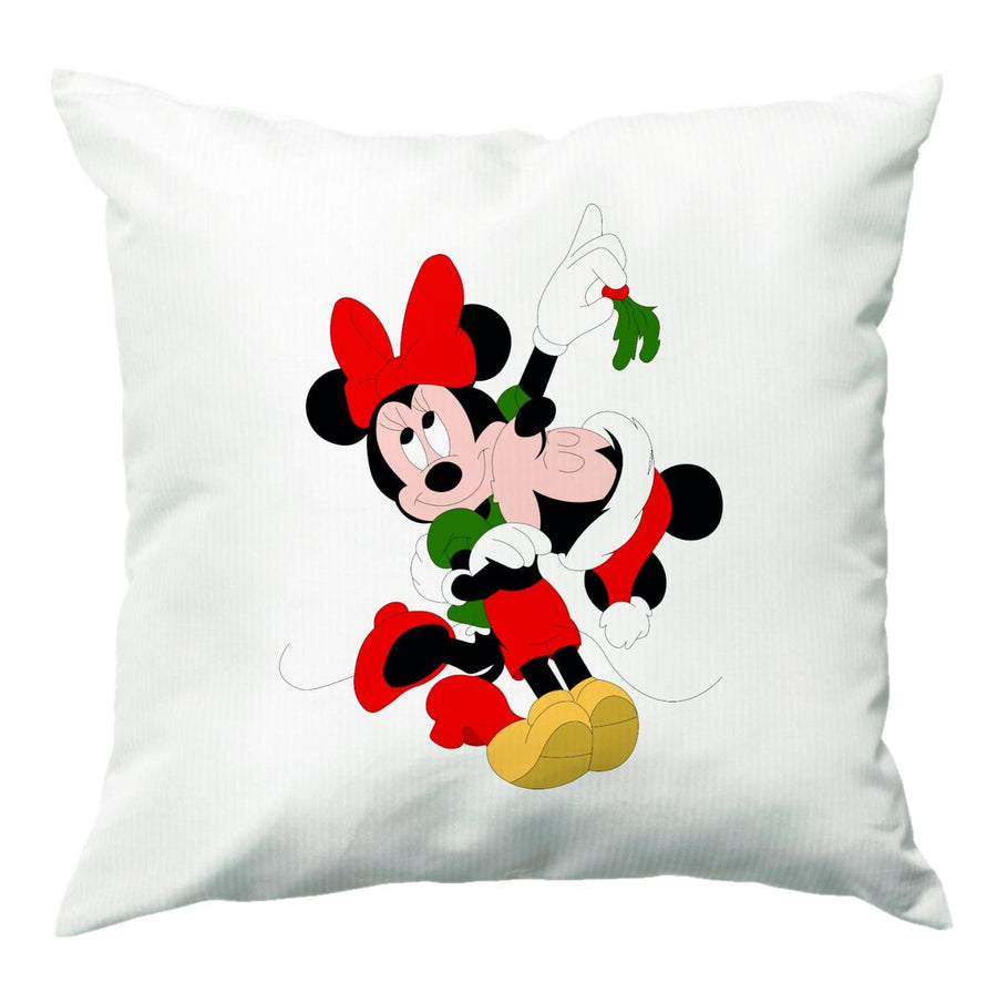 Mistletoe Mickey And Minnie Mouse - Christmas Cushion