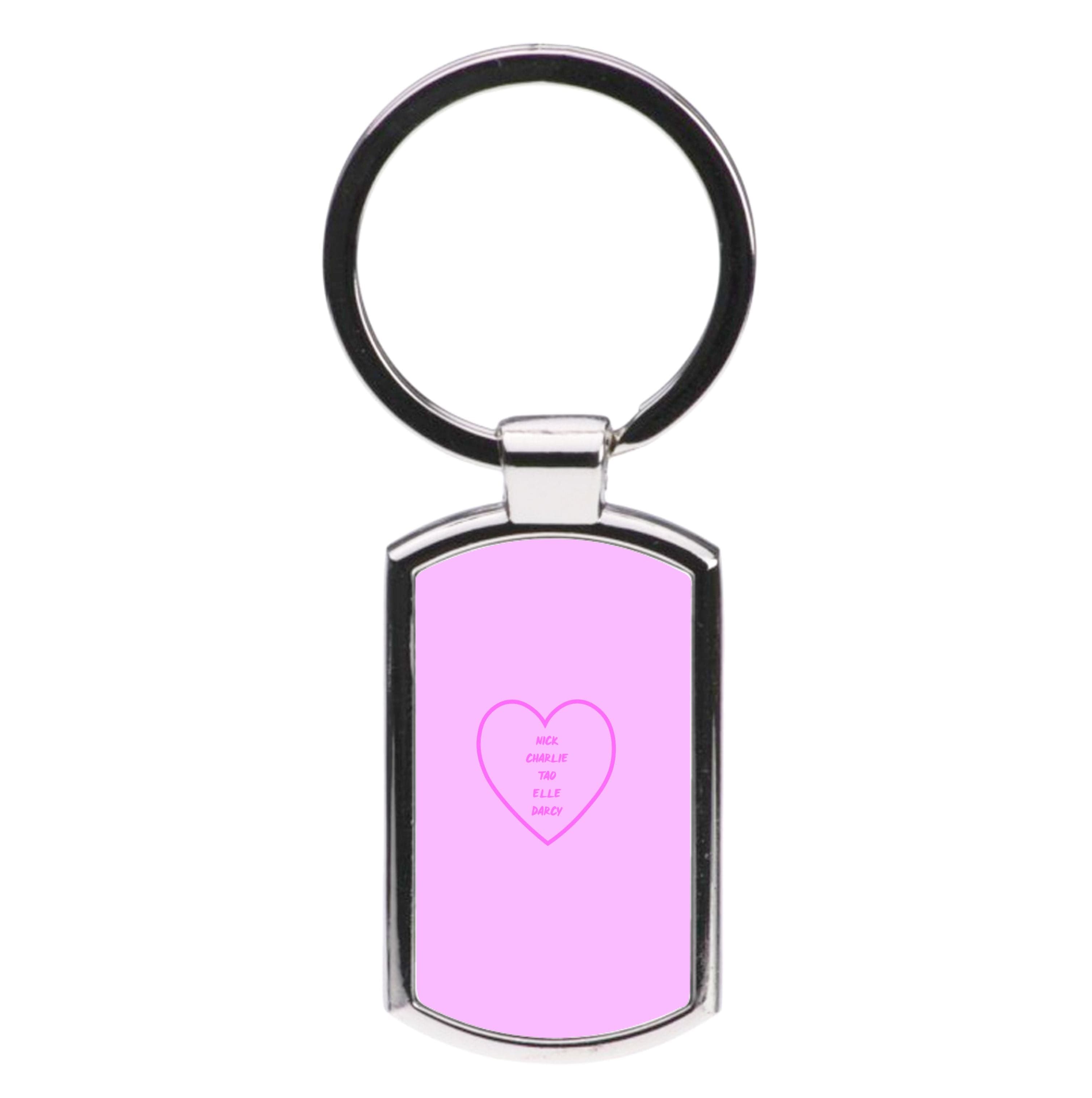 Nick , Charlie , Tao , Elle , Darcy - Heart TV Luxury Keyring