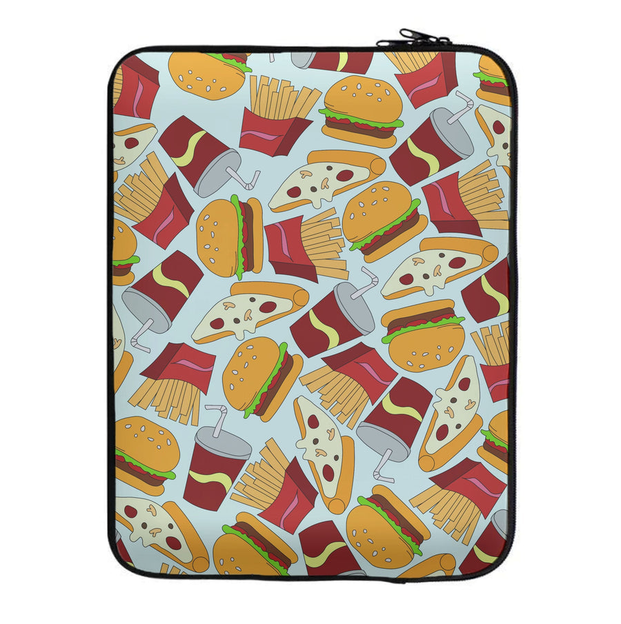 Burgers, Fries And Pizzas - Fast Food Patterns Laptop Sleeve