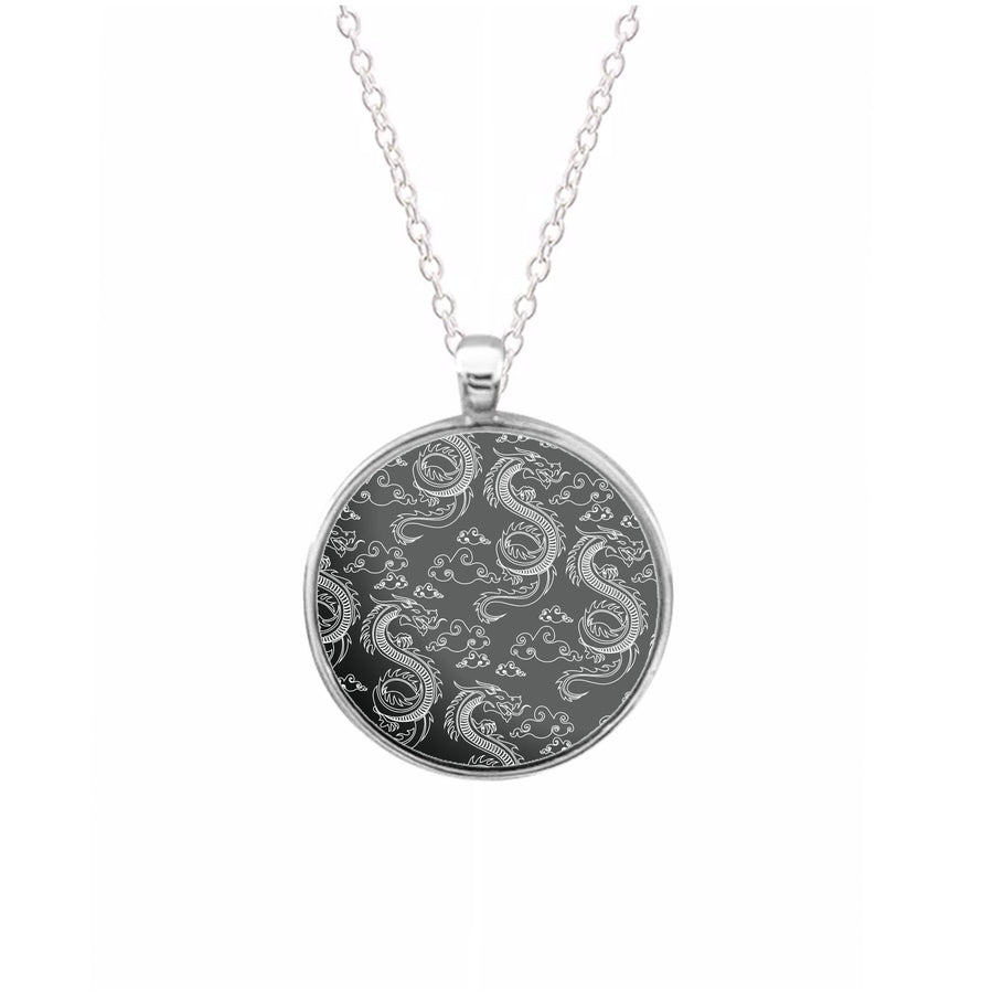 Black And White Dragon Pattern Necklace