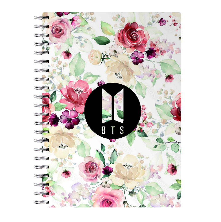BTS Logo And Flowers - BTS Notebook
