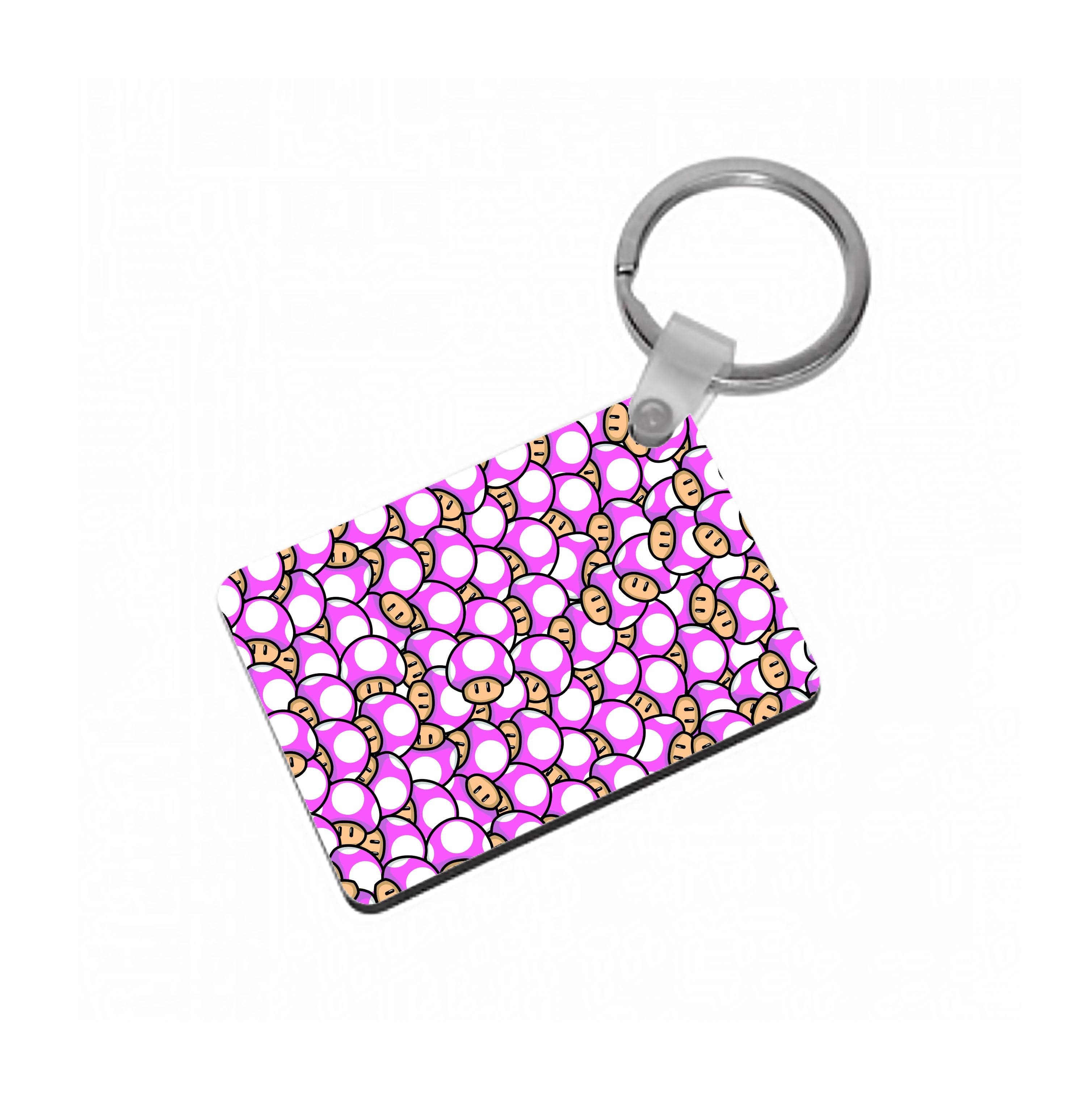 Mushroom Pattern - Pink Keyring