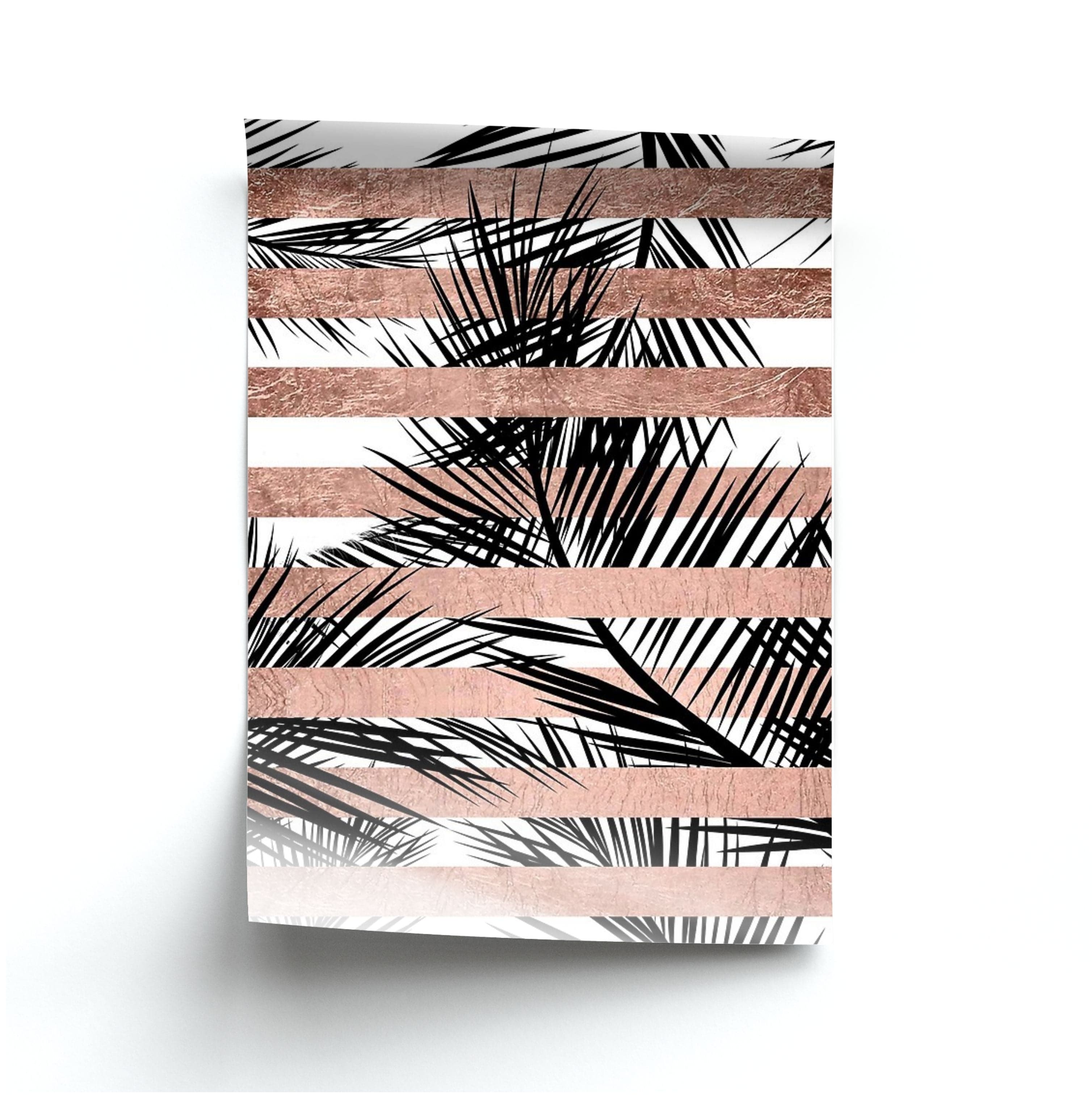 Rose Gold Tropical Palm Leaf Pattern Poster