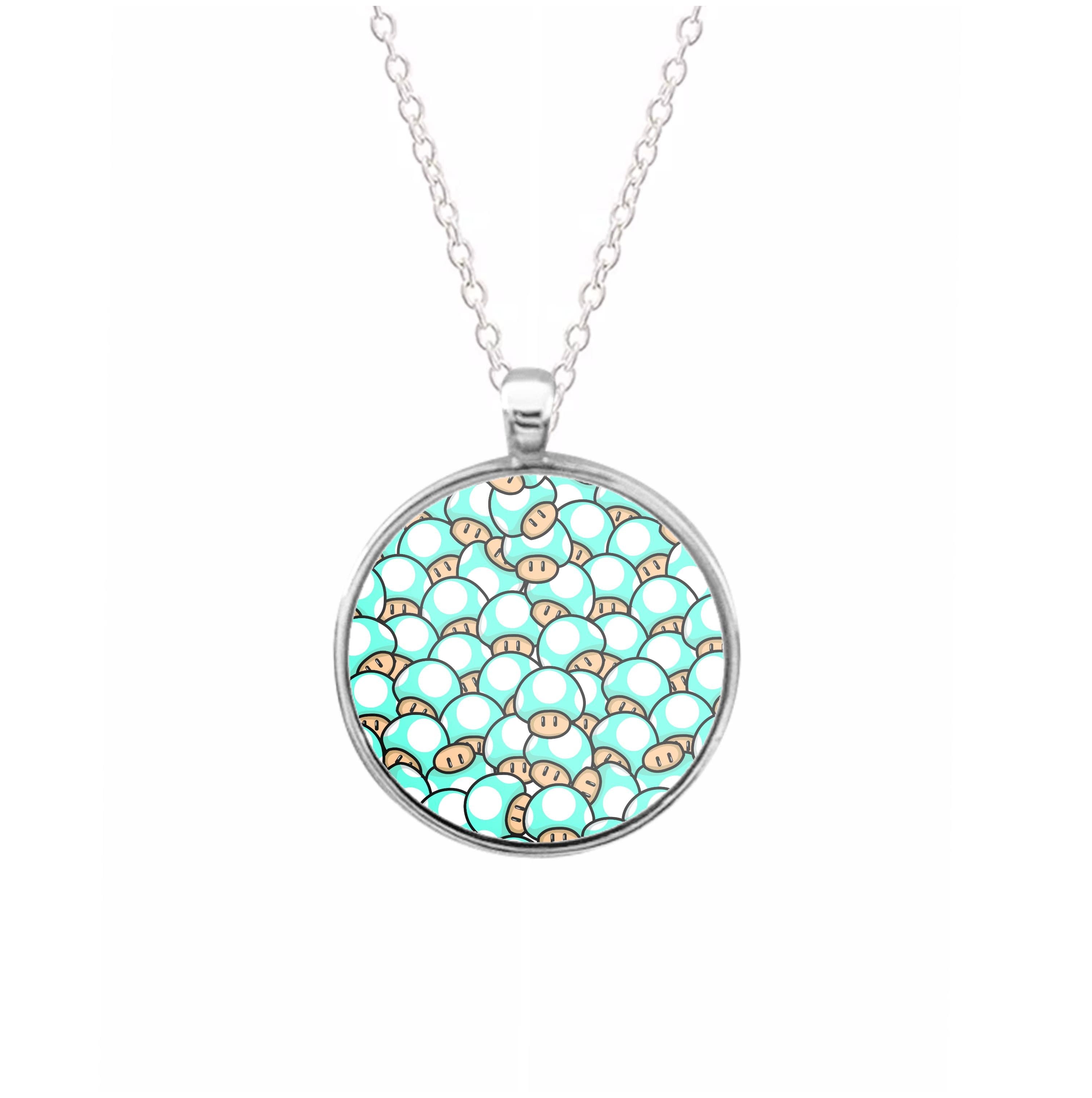 Mushroom Pattern - Light Blue Necklace