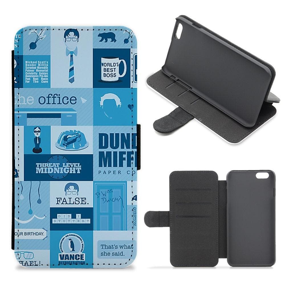 The Office Blue Patchwork Flip / Wallet Phone Case - Fun Cases