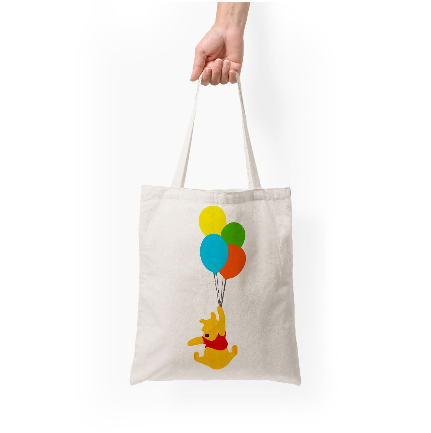 Pooh On Balloons Tote Bag