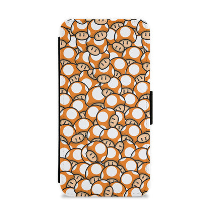 Mushroom Pattern - Orange Flip / Wallet Phone Case