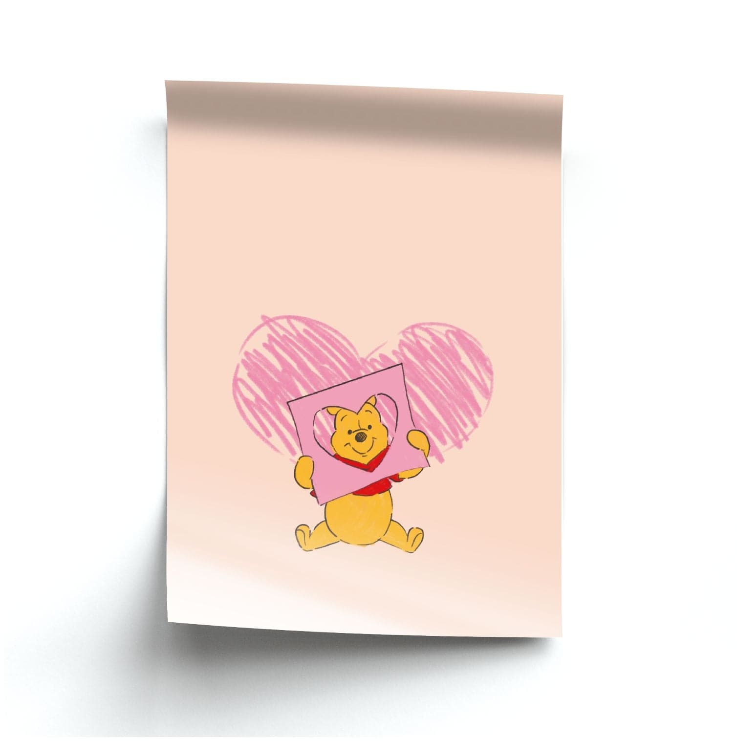 Pooh Heart Drawing Valentine's Poster