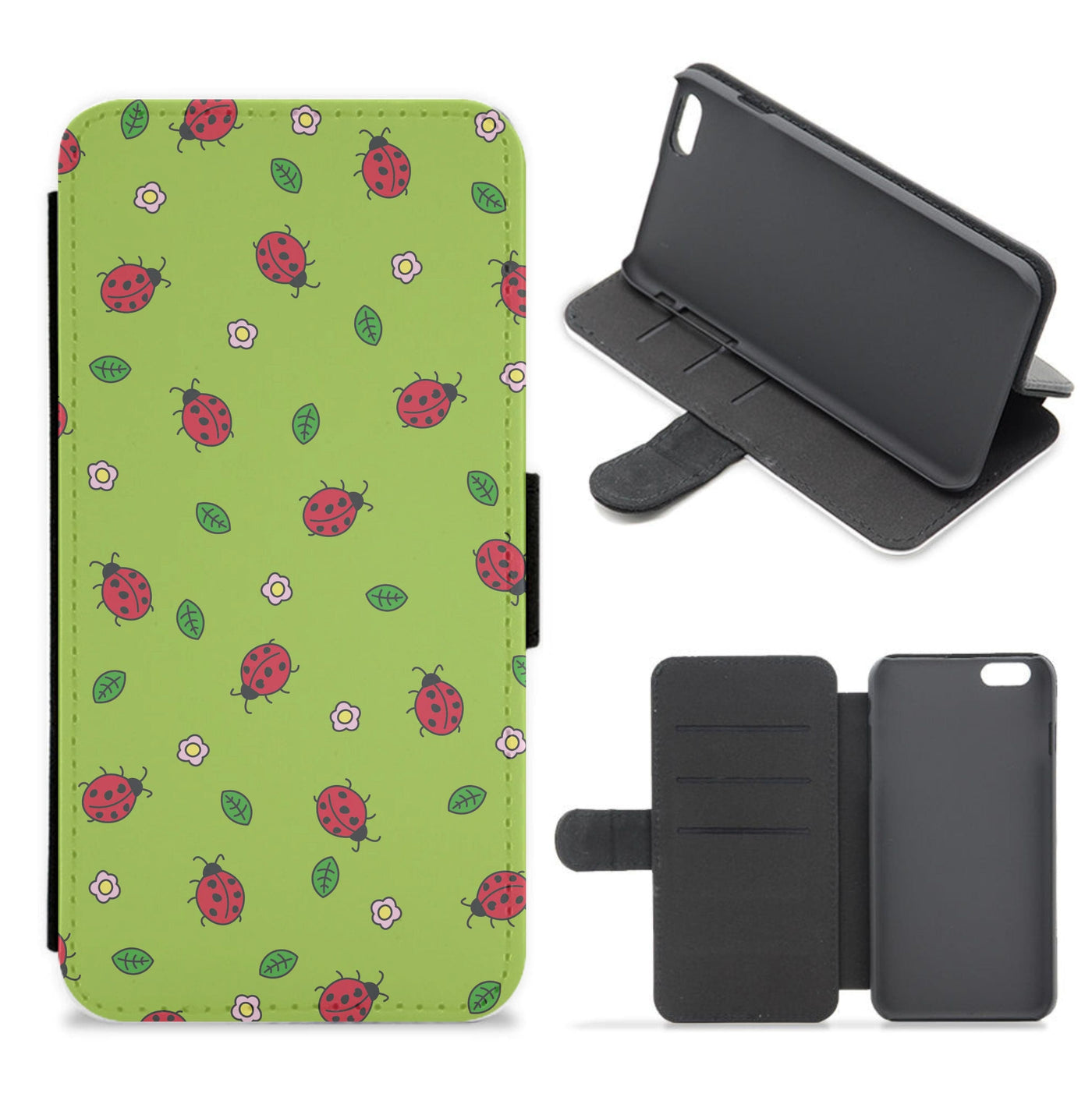 Ladybugs And Flowers - Spring Patterns Flip / Wallet Phone Case
