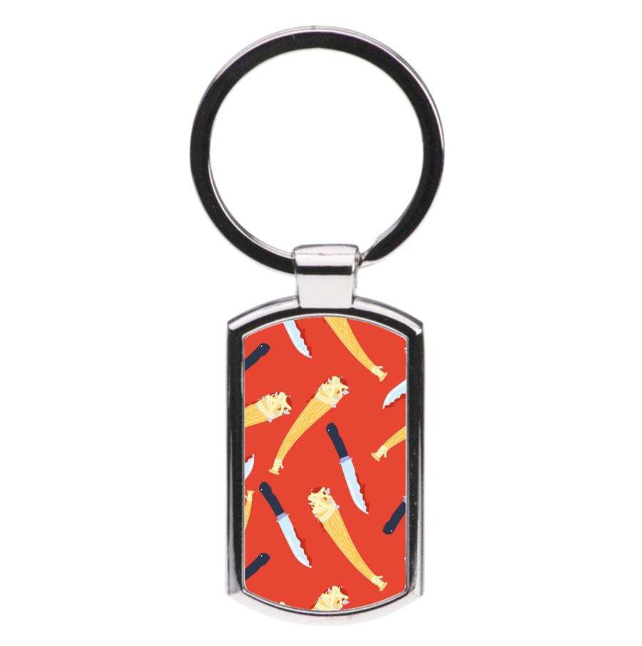 Knives And Bats Pattern - Halloween Luxury Keyring