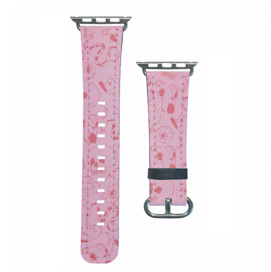 Pink Snakes And Skulls - Western  Apple Watch Strap