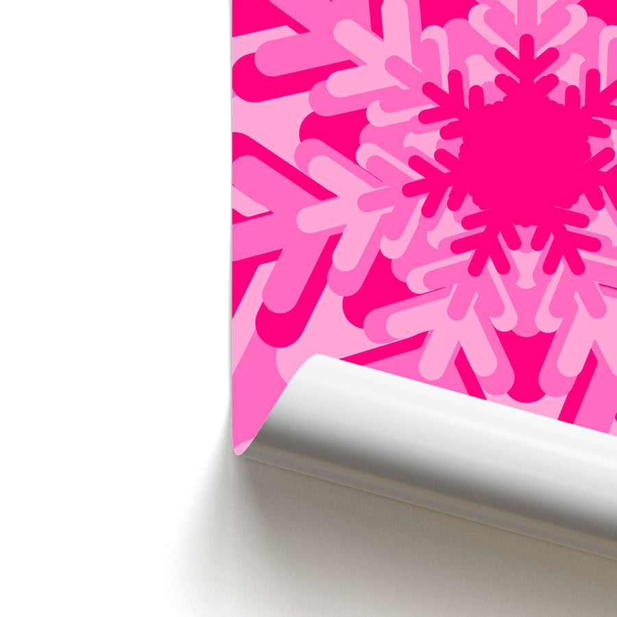 Pink - Colourful Snowflakes Poster
