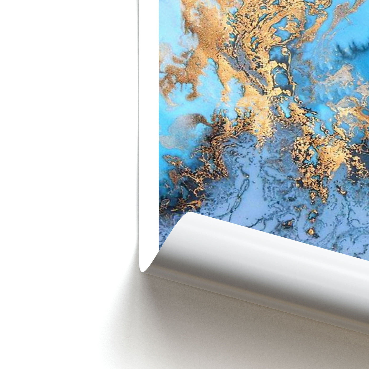 Sea Blue and Gold Marble Poster