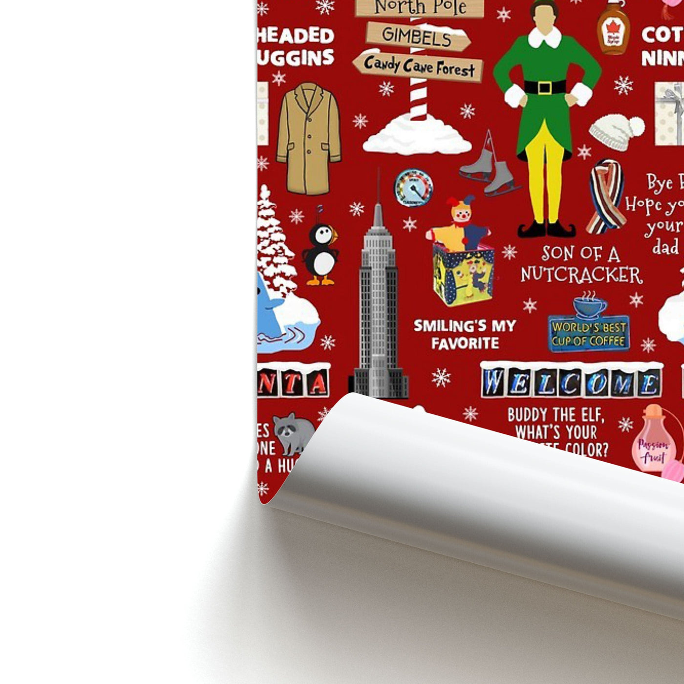 Red Buddy The Elf Pattern Poster