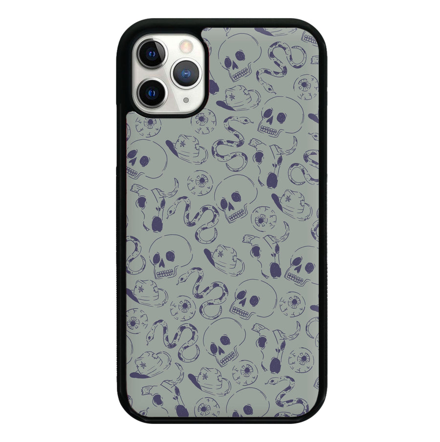 Blue Snakes And Skulls - Western  Phone Case