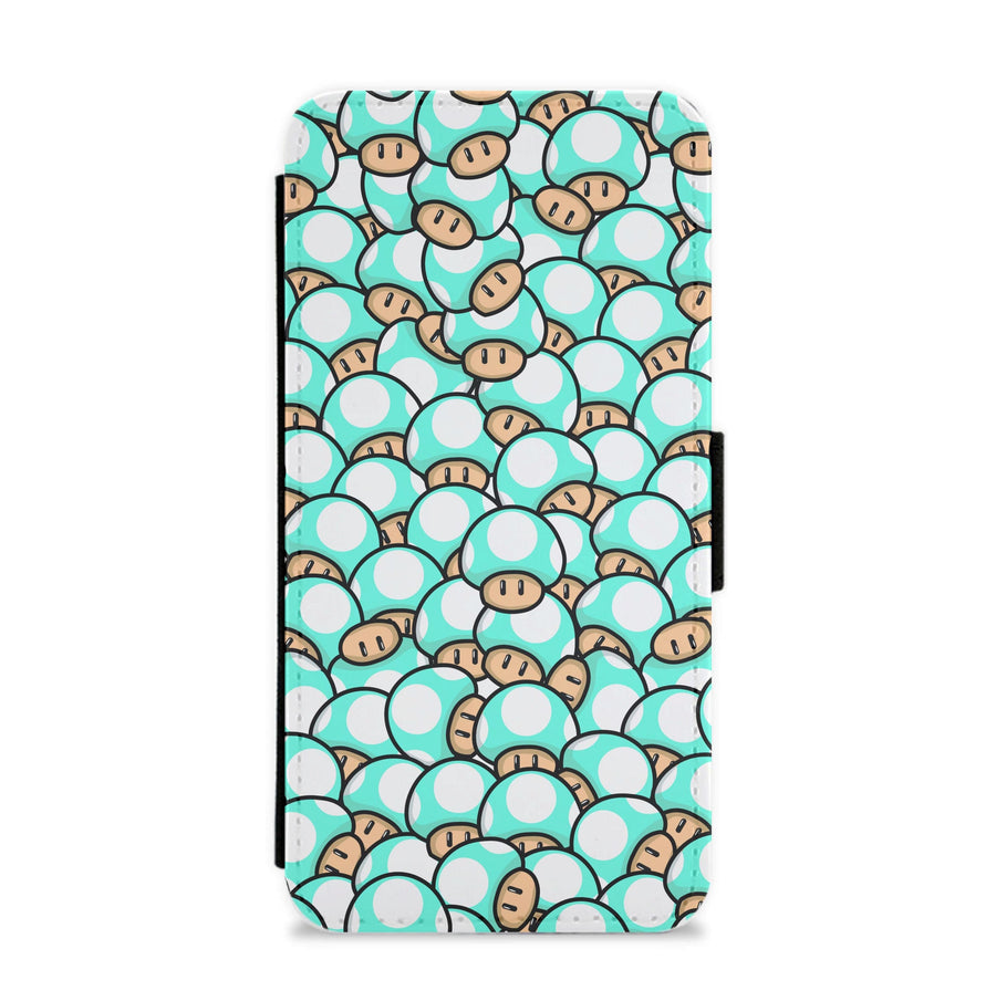 Mushroom Pattern - Light Blue Flip / Wallet Phone Case