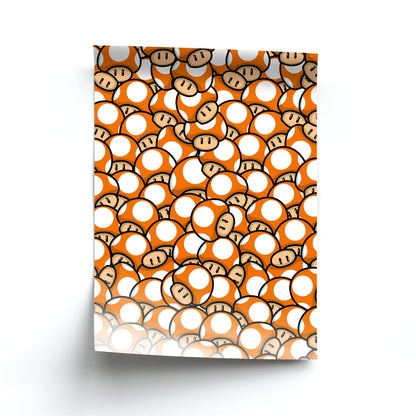 Mushroom Pattern - Orange Poster