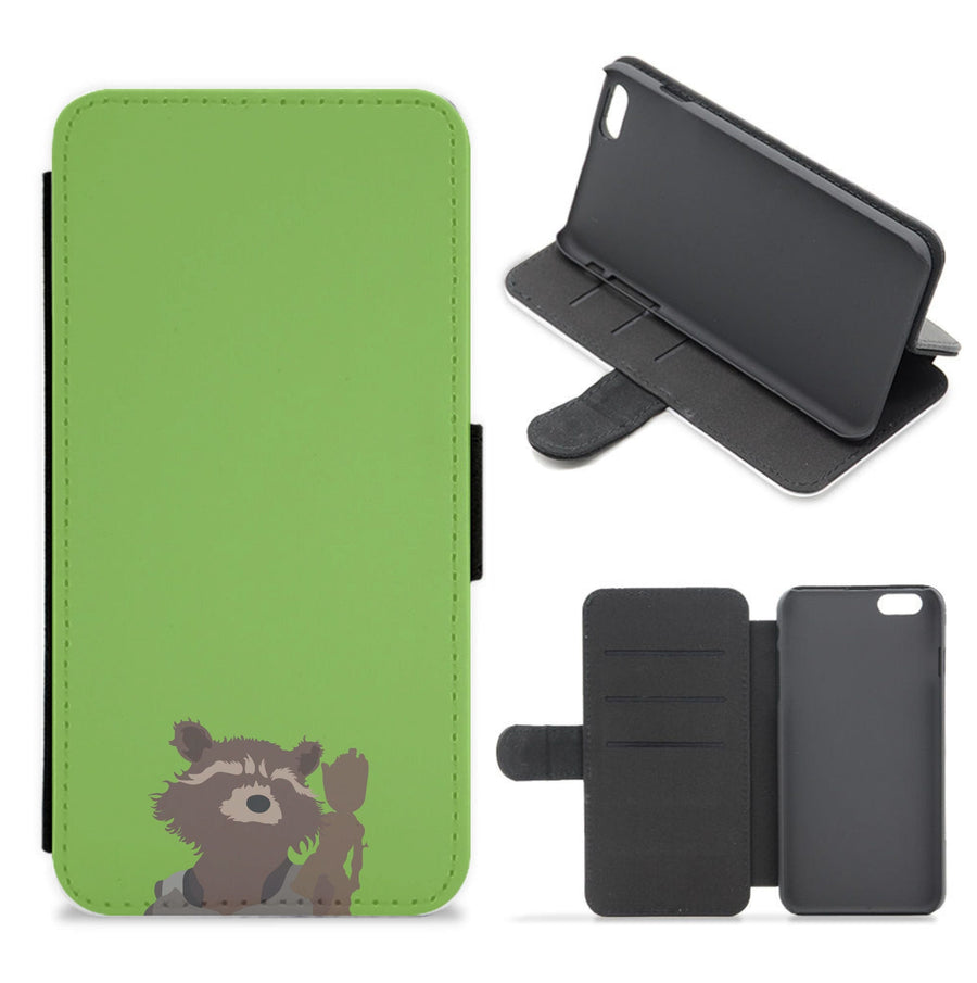 Rocket Raccoon And Groot - Guardians Of The Galaxy Flip / Wallet Phone Case