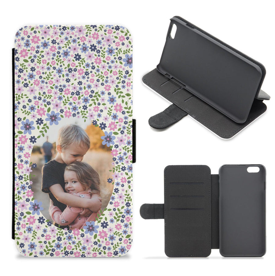 Detailed Flower Pattern - Personalised Mother's Day Flip / Wallet Phone Case