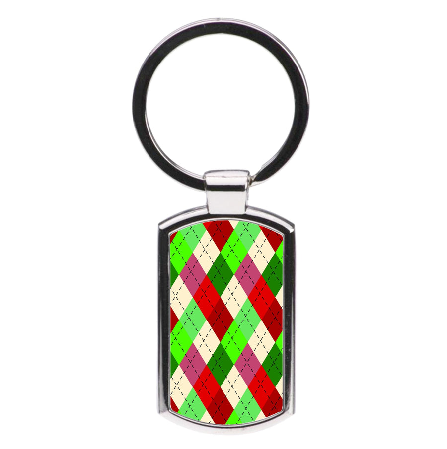 Red And Green - Christmas Patterns Luxury Keyring