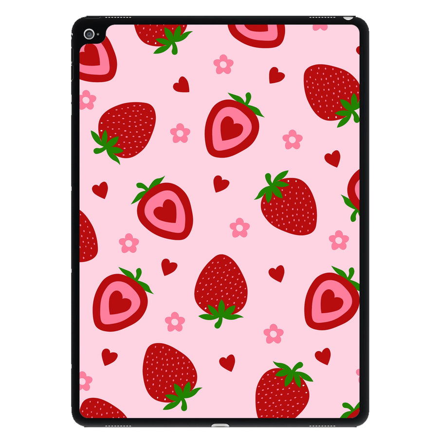 Strawberries And Hearts - Fruit Patterns iPad Case