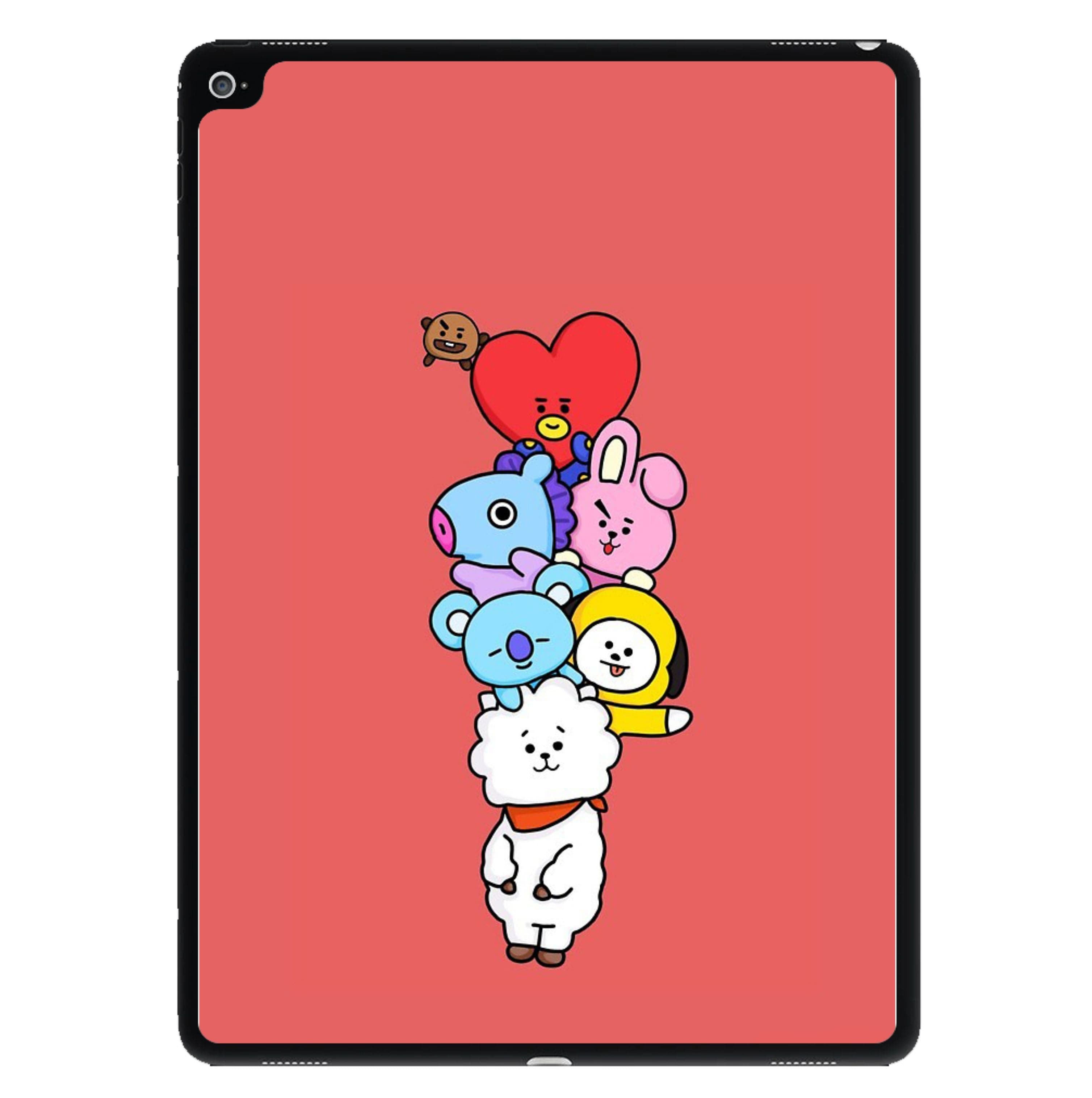 Red BT21 - RJ, Mang, Koya, Chimmy, Cooky, Shooky, Tata - K Pop iPad Case