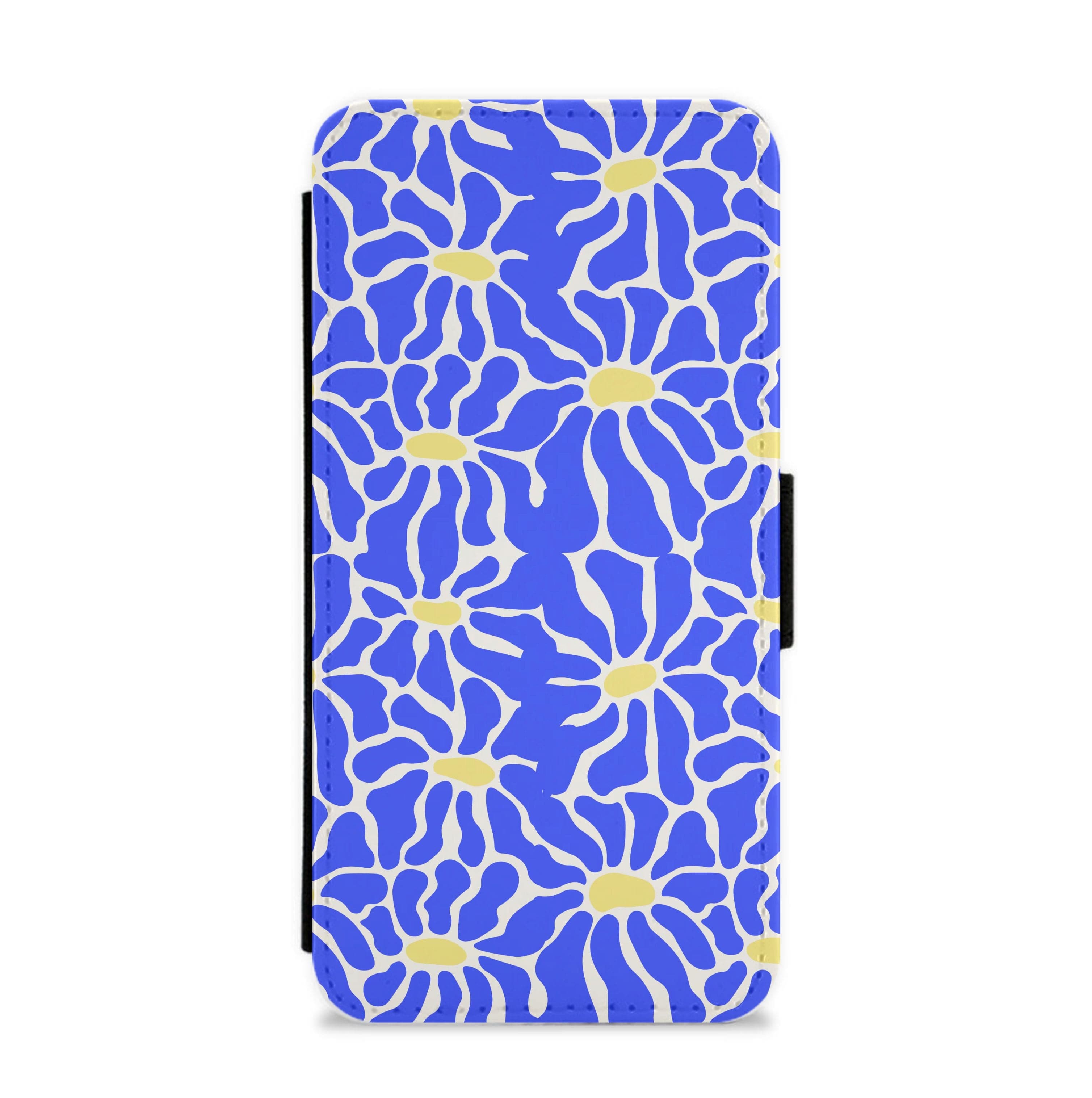 Dark Blue Flowers - Summer Flip / Wallet Phone Case