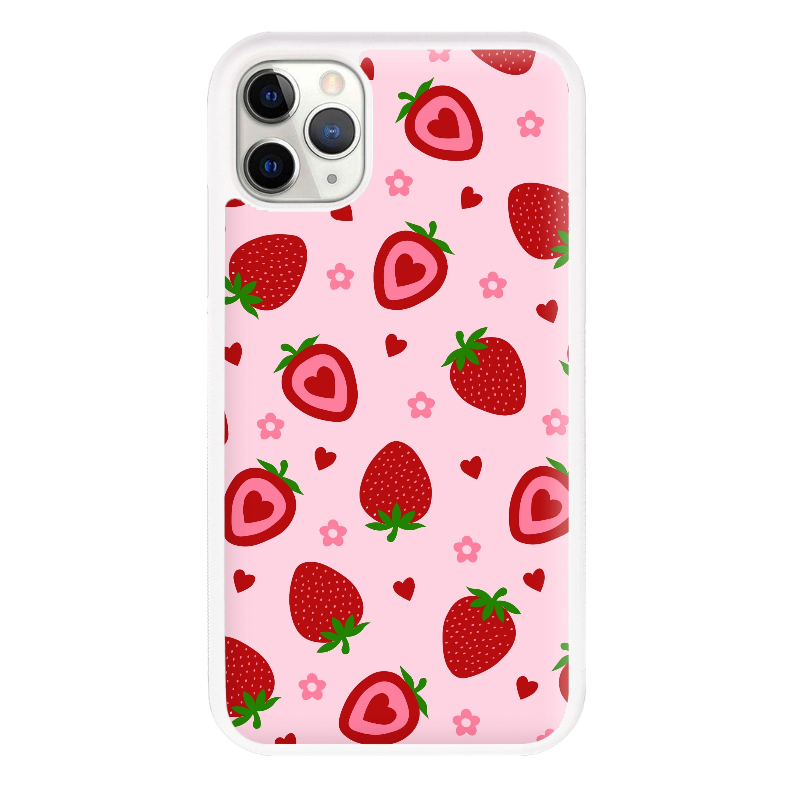 Strawberries And Hearts - Fruit Patterns Phone Case