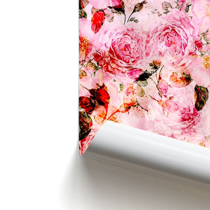 Pretty Pink Chic Floral Pattern Poster