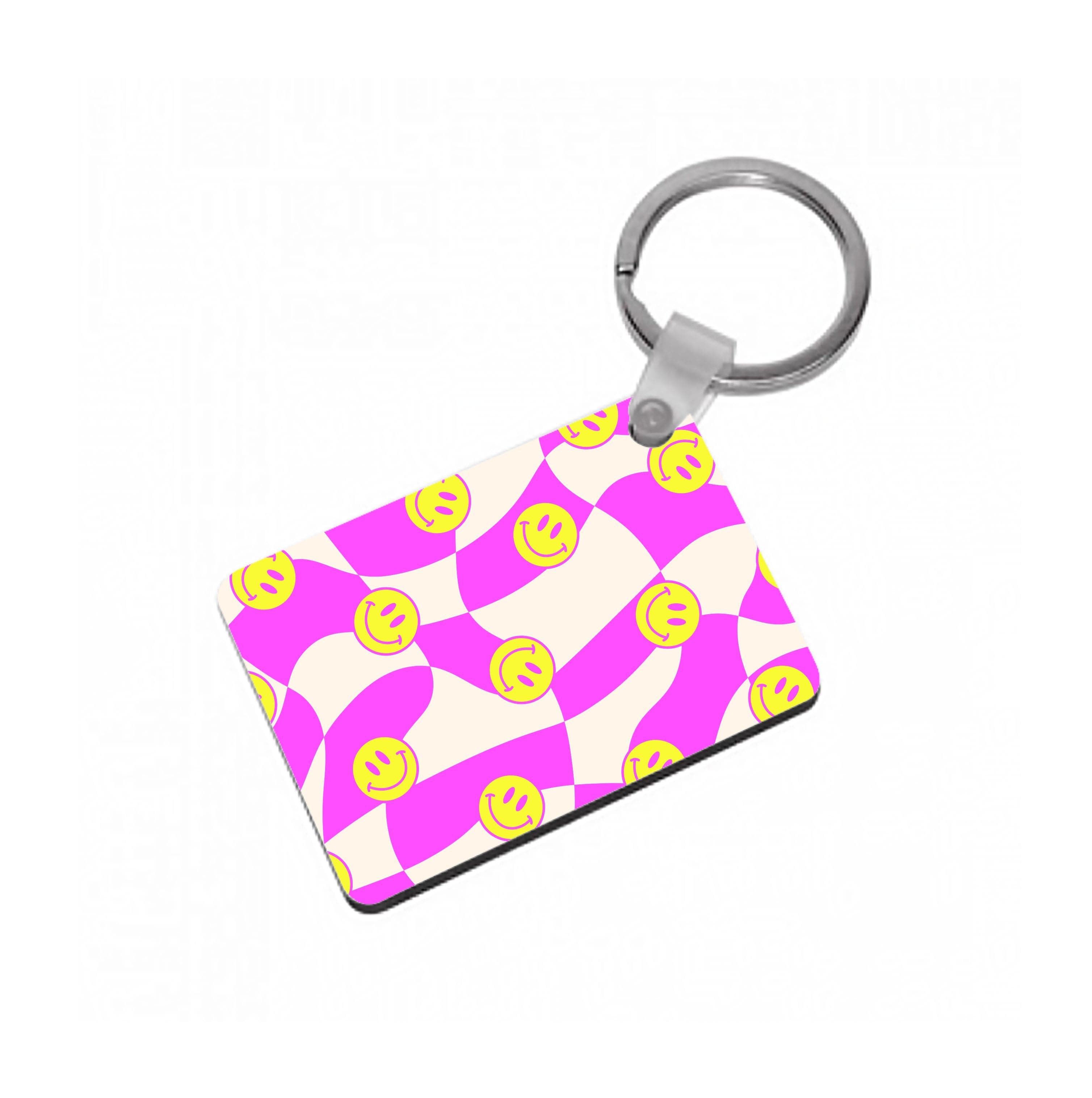 Smiley Checkboard - Trippy Patterns Keyring