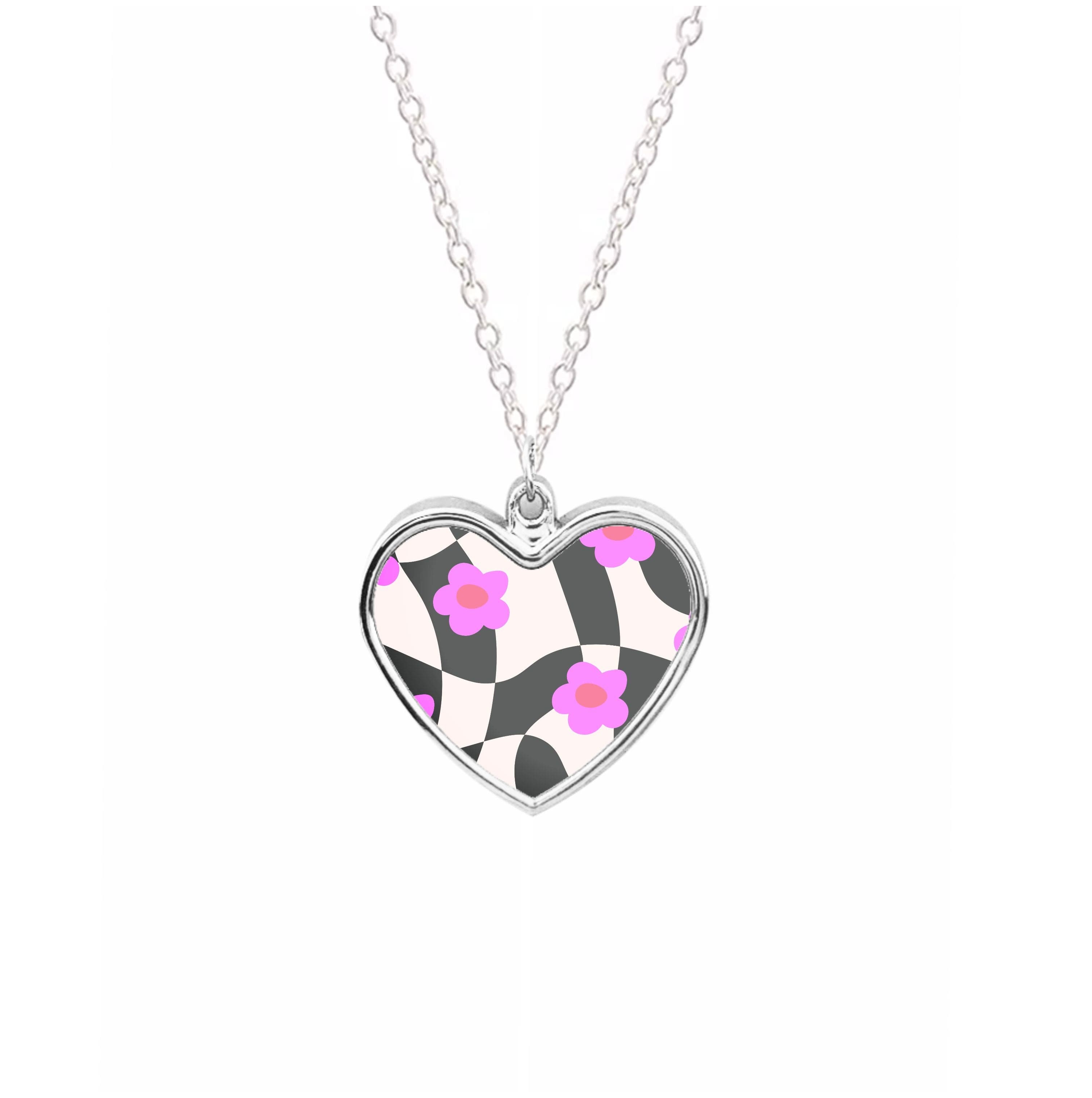 Checkboard Flowers - Trippy Patterns Necklace