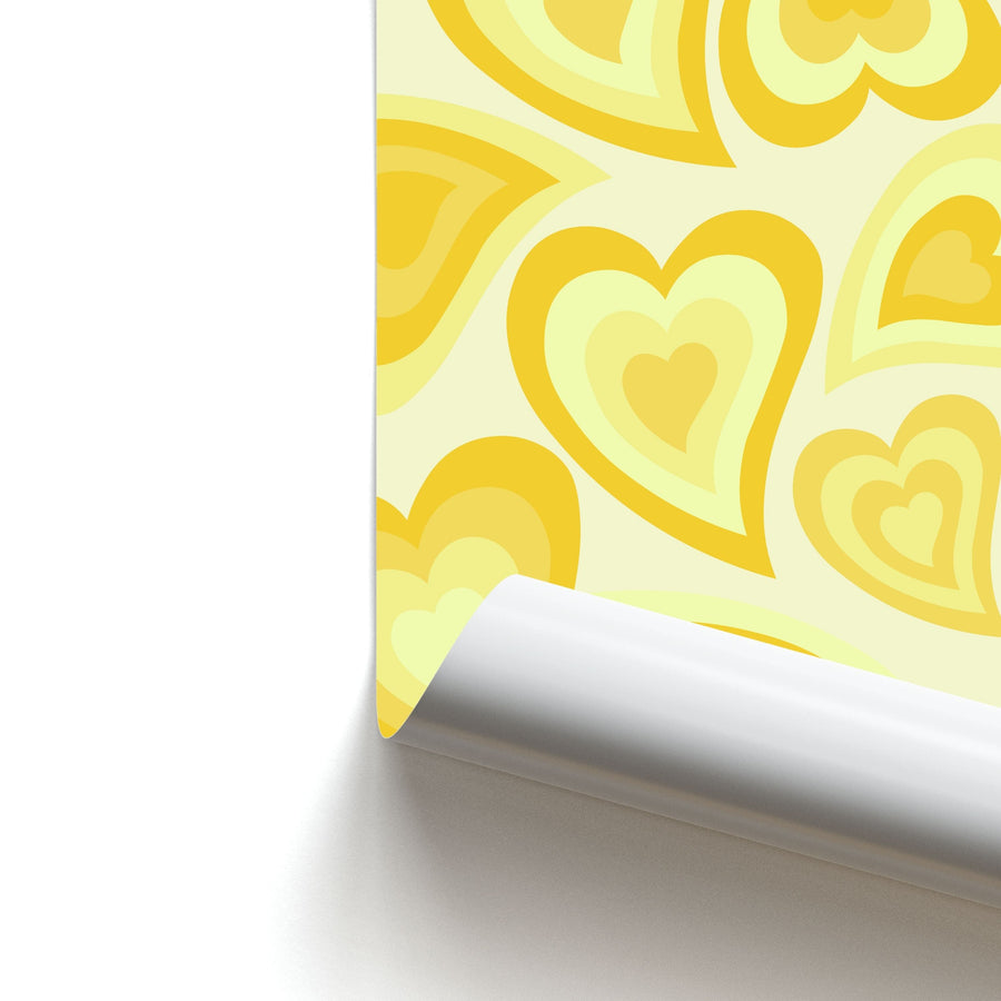 Yellow Hearts - Trippy Patterns Poster