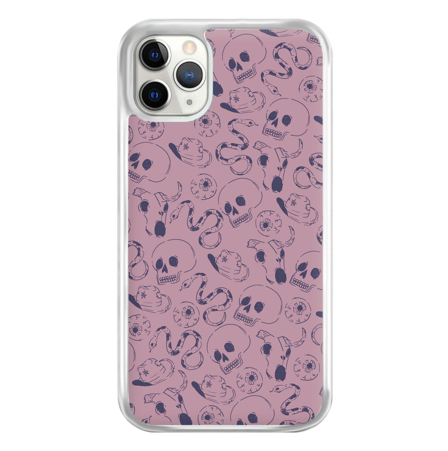 Purple Snakes And Skulls - Western  Phone Case