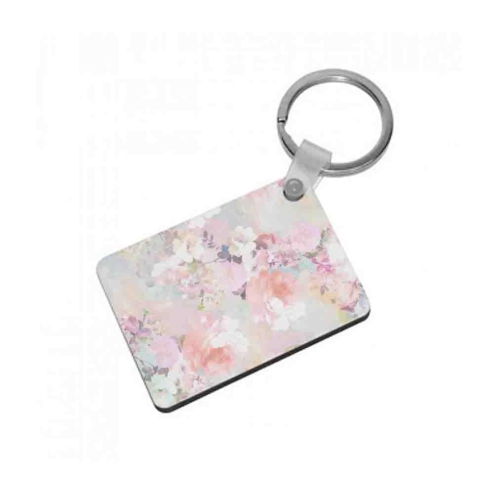 Pastel Pink Floral Pattern Keyring - Fun Cases