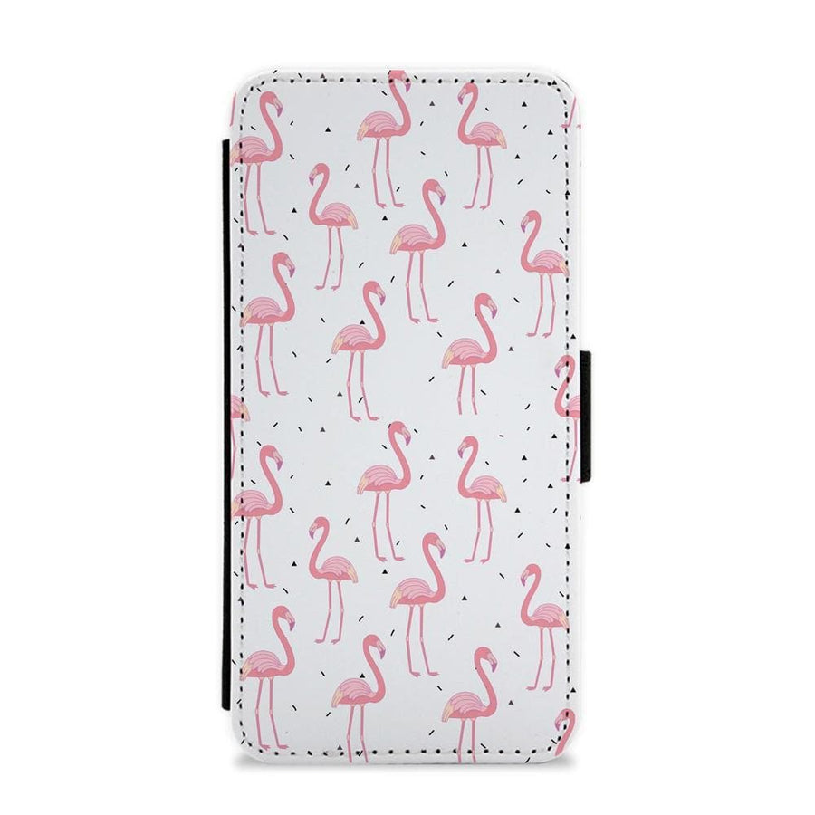 Pink Flamingo Pattern Flip / Wallet Phone Case - Fun Cases