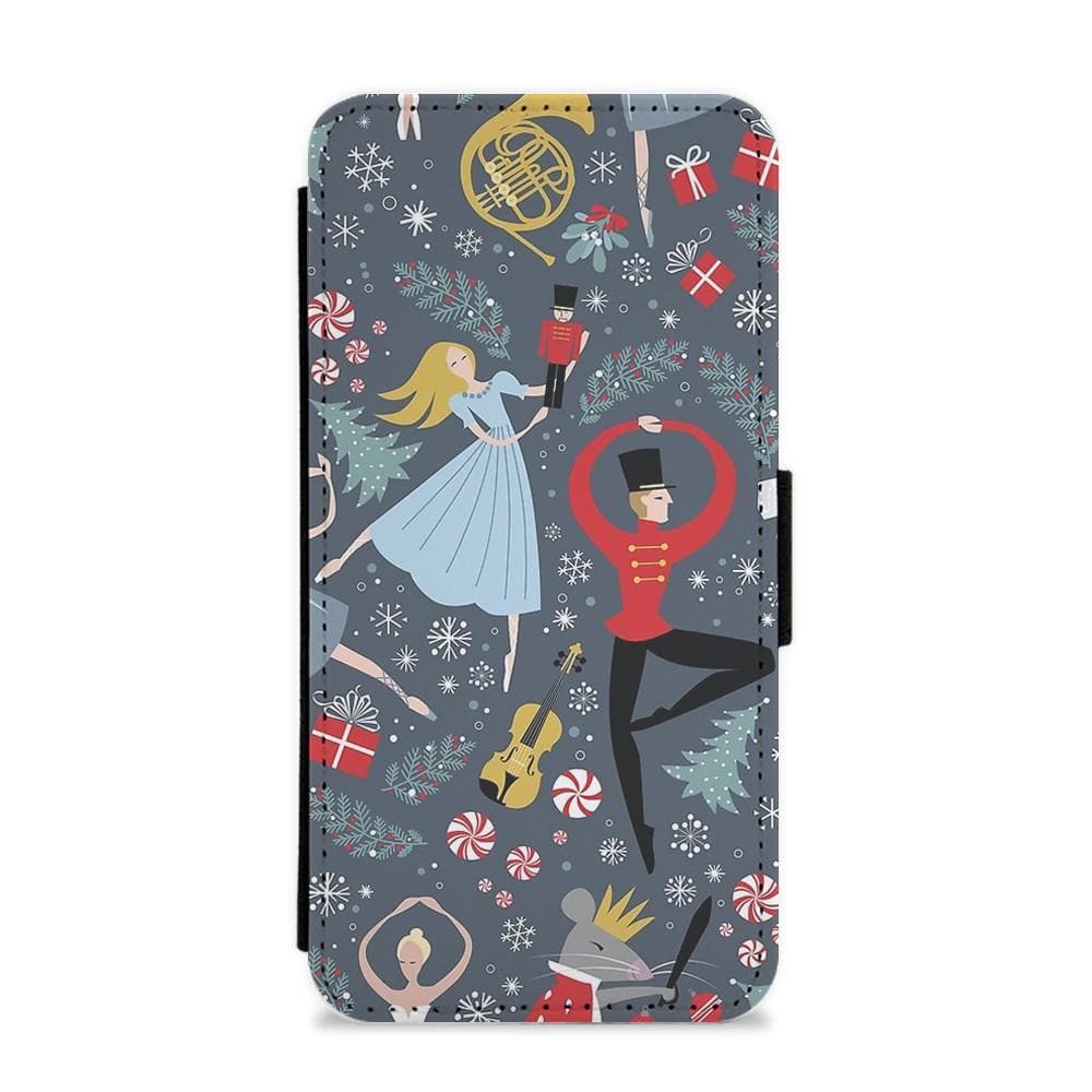 Nutcracker Ballet Pattern - Christmas Flip Wallet Phone Case