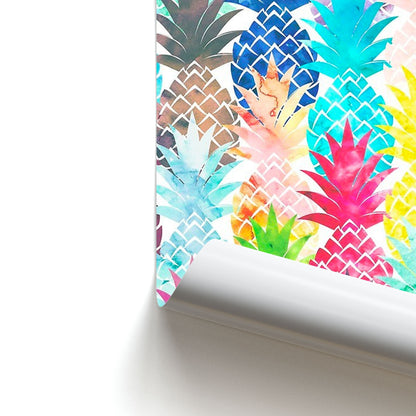 Watercolour Pineapple Pattern Poster