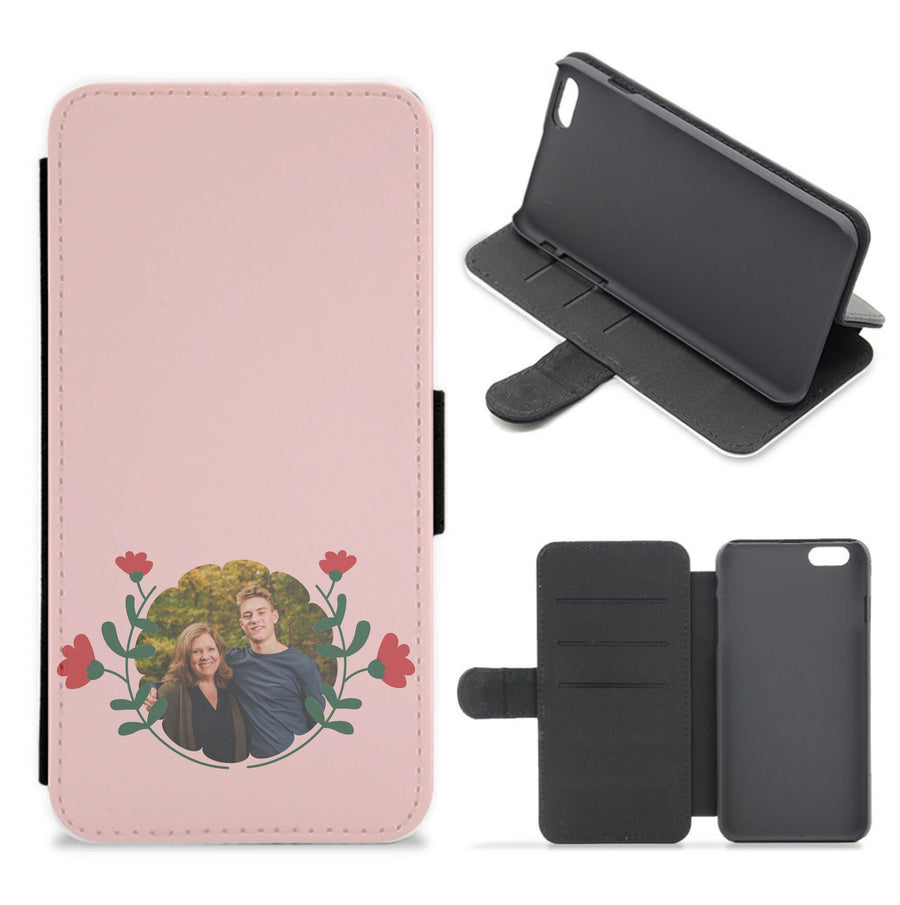 Red Flowers - Personalised Mother's Day Flip / Wallet Phone Case