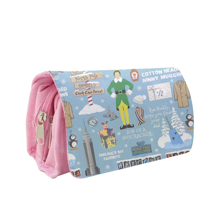 Blue Buddy The Elf Pattern Pencil Case