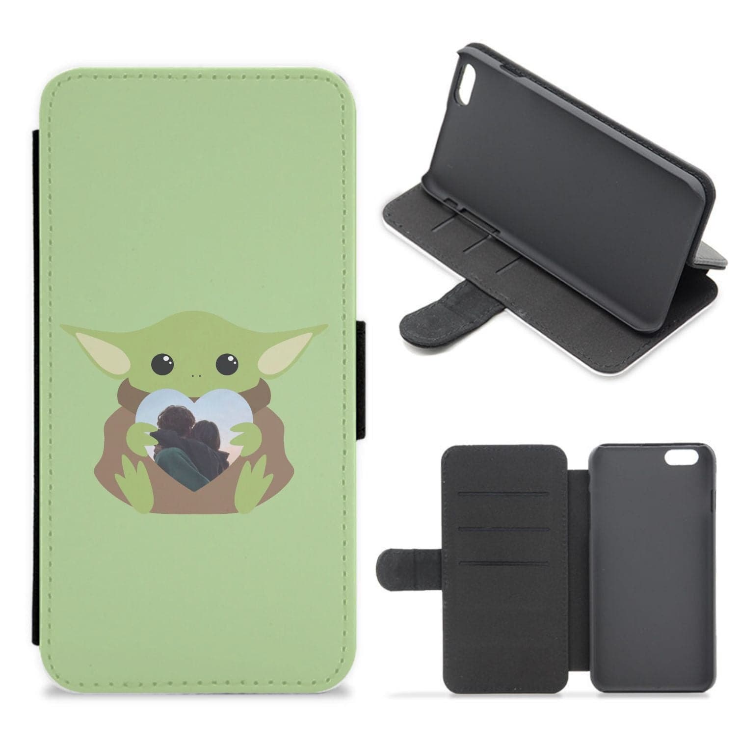 Baby Yoda - Personalised Couples Flip / Wallet Phone Case