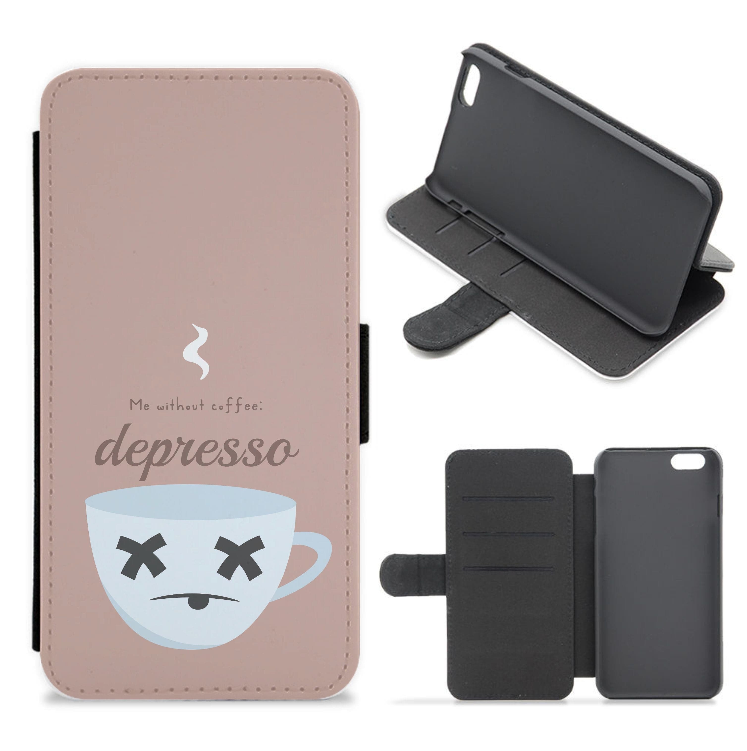 Depresso - Funny Quotes Flip / Wallet Phone Case